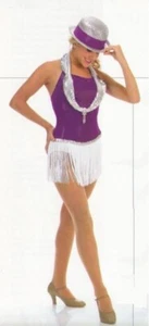 Center Stage Child 6x7 New Dance Costume Jazz & Tap Fringed Leotard & Sequin Hat - Picture 1 of 3