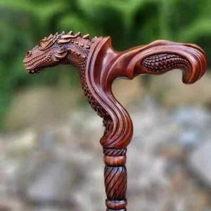 Bastón de madera tallado a mano dragón bastón de madera - Imagen 1 de 2
