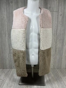 Altar'd State Neapolitan Colored Faux Fur Open Vest Bodywarmer Womens SZ M - Picture 1 of 9