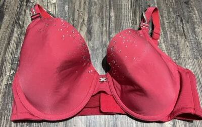 FREDERICK'S OF HOLLYWOOD Women's Red Push-Up Bra with Rhinestones 36DD NEW - Image 1 of 3