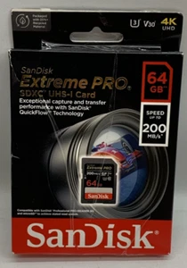 SanDisk Extreme PRO 64GB UHS-I U3 SDXC 200MB/s 4K UHD Video Memory Card SDSDXXU - Picture 1 of 6