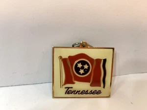 Portachiavi vintage in ottone con bandiera del Tennessee USA - Foto 1 di 3