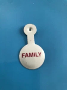 Vintage Small red white Family Pinback Button Metal Tab Tin Pin - Picture 1 of 5