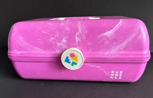 Caboodles Pink White Swirl On-The-Go Makeup Box Cosmetic Case Handle Mirror - Picture 1 of 10