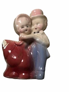 Jardinera de cerámica vintage años 50 bailando cortejo niño niña pareja Japón - Imagen 1 de 7