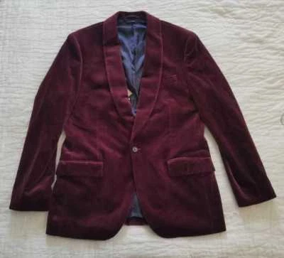 NUEVA CHAQUETA BLAZER PARA HOMBRE 41R J CREW LUDLOW CUELLO CHAL EN TERCIOPELO CABERNET VINTAGE Foto 1 de 4
