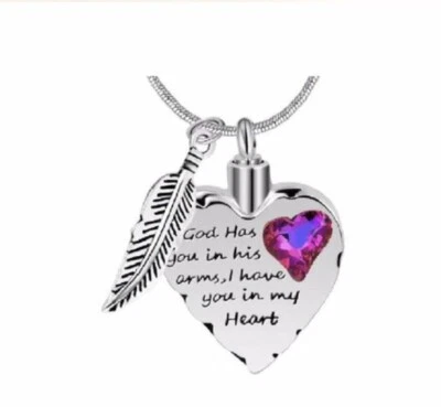 Purple Stone Jewelry Necklace Pendant Cremation Urn Necklace God has You In His