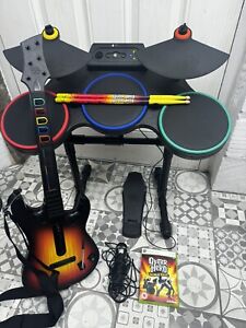 Guitar Hero World Tour Xbox 360 Wireless Drum Kit Drums Controller Guitar Bundle