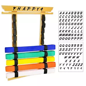 10 Belts Karate Belt Display Rack with Medal Hanger and Stickers, Taekwondo Belt - Picture 1 of 10