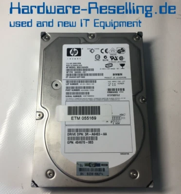 HPE Compaq 72GB BD0728A4C4 360205-021 404670-003 3,5 Pollici SCSI - Immagine 1 di 3