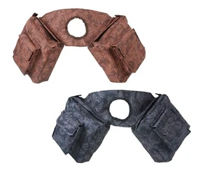 Western Saddle Horn Bags - Black Or Brown Tooled Leather Print - Picture 1 of 3