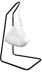 Baby Federwiege mit Gestell - 160cm Hängeschaukel Ständer - Hängematte mit Feder - Bild 1 von 12