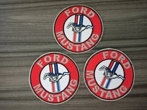 3 pcs FORD MUSTANG Biker Racing Car Iron on Patch Embroidered Sew on Shirt bag - Picture 1 of 6