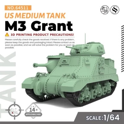 SSMODEL S Gauge 1:64 Military Model Kit US M3 Grant Medium Tank - Image 1 of 4