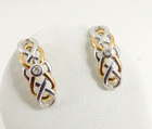 9ct Gold Diamond Earrings Celtic Knot Diamond Stud Hallmarked 19mm with gift box