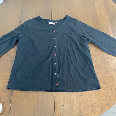 Quacker Factory Cardigan Sweater Womens XL Black Bling 3/4 Sleeve by Jeanne Bice - Image 1 of 4