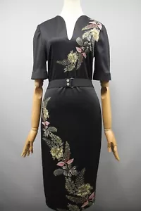 Vestido midi ceñido al cuerpo floral negro para mujer TED BAKER Dollila pirueta talla 1/XS - Imagen 1 de 24