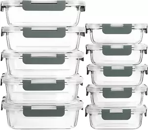 10 Pack Glass Meal Prep Containers with Lids Food Storage Containers with Lids - Picture 1 of 12