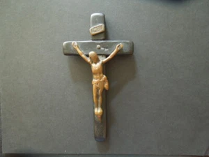 J1828 ANTIGUO SACERDOTE/MONJE CRUZ/COLGANTE BRONCE/LATÓN CUERPO MADERA VER D - Imagen 1 de 7