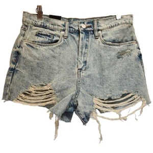 Blank NYC Distressed High-Waisted Denim Shorts Light Wash Ripped S - Bild 1 von 7