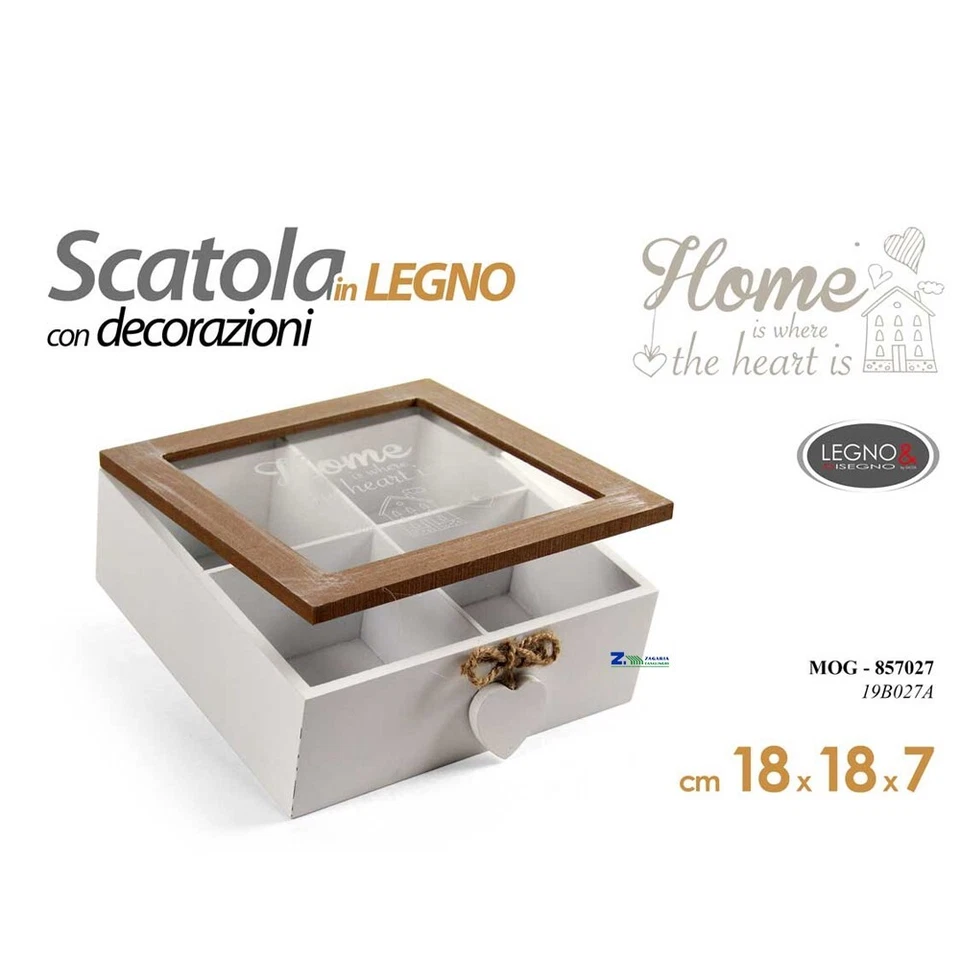 GICOS COFANETTO SCATOLA PORTA THE' 4 POSTI PORTABUSTINE PORTA TISANE ART.57027