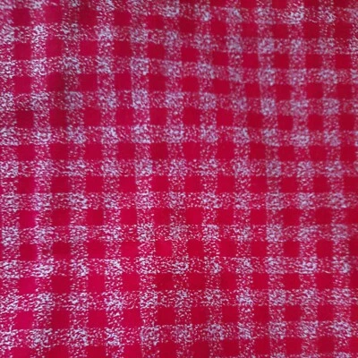 VTG Quilting Fabric 44" X 47" Red & White Gingham Plaid Sewing 1+ Yards Cotton - Image 1 of 4