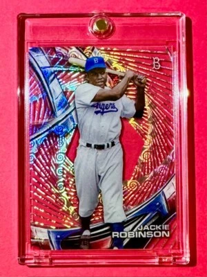 Jackie Robinson RARE ACETATE SPIRAL VORTEX WAVE REFRACTOR BROOKLYN DODGERS - Image 1 of 4