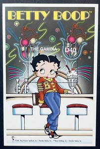 GAMBIA BETTY BOOP STAMPS S/S 2002 MNH ANIMATED CARTOON CHARACTER SODA FOUNTAIN - Picture 1 of 1