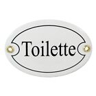 Email Emaille "Toilette" Trschild Oval Wei Schwarz Metallschild 10 cm x 7 cm