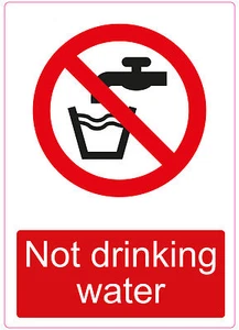 Not drinking water sticker caution warning safety health and safety 297x210mm - Picture 1 of 3