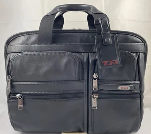 Tumi Alpha T-Pass Briefcase Laptop Carry Bag Napa Leather Black 963145D4 Rg $675 - Picture 1 of 15