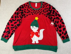 NEW 3D Kitty Cat Ugly Christmas Sweater Women's 3X Kitten Holiday Rhinestones - Picture 1 of 7
