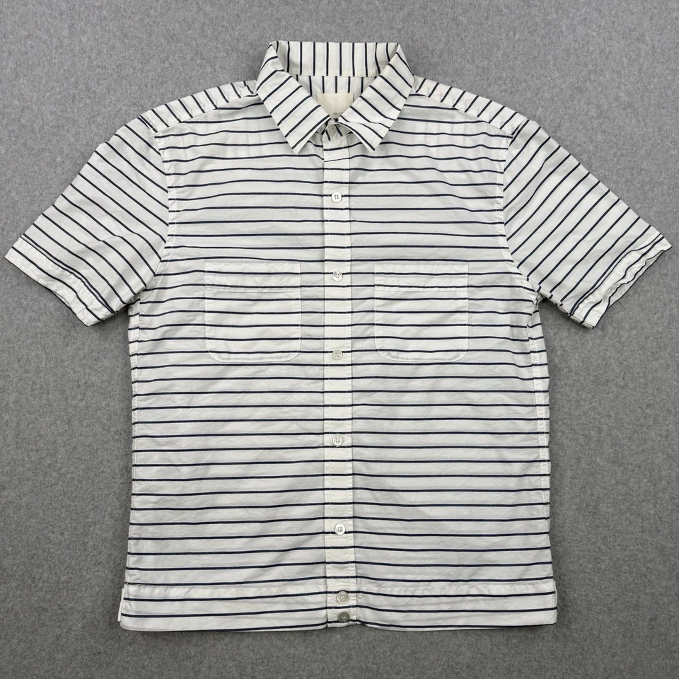 Camisa Band Of Outsiders Para Hombre Grande (Se Ajusta a Mediana) Blanca Rayas Abotonada Algodón Foto 1 de 4