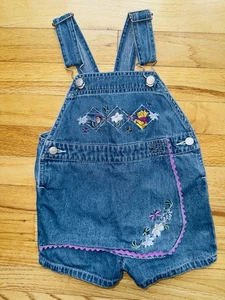 RARO Vintage Disney Pooh Eeyore Denim Skort Tuta 3T Anni 90 Jeans Ricamato - Foto 1 di 4
