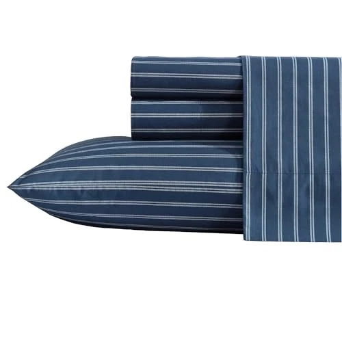 Nautica Richmond Stripe Blue Queen Sheet Set