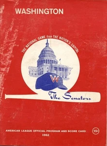 1962 Washington Senators - Baltimore Orioles - American League Baseball Programm - Bild 1 von 1