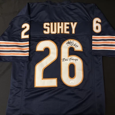 Matt Suhey Chicago Bears 1985 SB XX Signed Auto Pro Style Retro Jersey JSA - Image 1 of 4