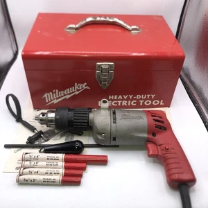 Vintage Milwaukee 3/8" Bohrhammer 5392 in original Metallbox + Zubehör - VIDEO - Bild 1 von 24