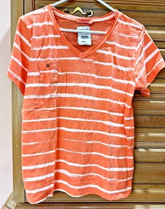 Nuevo con etiquetas Nuevo Top FRESH PRODUCTION Redyes NARANJA Rayas PATRIMONIO Algodón Logo Cuello en V Nuevo con etiquetas L - Imagen 1 de 1