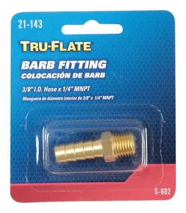 Tru-Flate 21143 rostbeständiges Messing Luftschlauchende 1/4 Zoll MNPT x 3/8 Zoll Barb - Bild 1 von 2