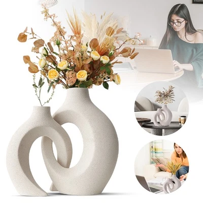 Keramikvase Kuschelset Vase Weiß Blumentopf Home Office Schreibtisch Dekoration - Bild 1 von 4