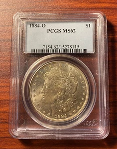 1884-O 1 $ Morgan US Silber Dollar - PCGS bewertet MS 62 frühe Münze - älterer Halter - Bild 1 von 6