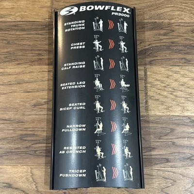 Bowflex PR3000 Placard Plaque Sign Name Plate Replacement Part EUC Free Ship - Image 1 of 4