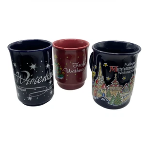Bundle of 3 German Christmas Market Mugs Stuttgart, Munich, Esslingen Red & Blue - Picture 1 of 15