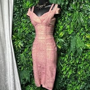Athina Bodycon Kleid groß rot gold glitzernd Cocktail Party Abend Träger 2866 - Bild 1 von 9