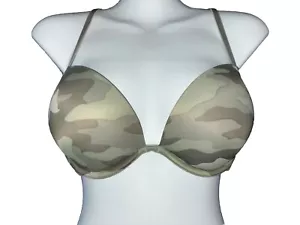 Victoria’s Secret Pink Wear Everywhere Padded Super Push Up Bra 34C Green Camo. - Picture 1 of 8