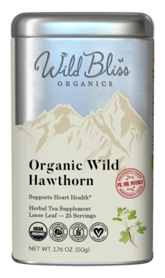 Organic Wild Hawthorn Tea - Caffeine Free Herbal Tea - Pharmacopoeia Potency