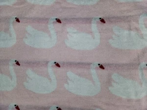 Pink White Swan Baby Blanket Sweater Knit Red Beak 40x34" - Picture 1 of 13