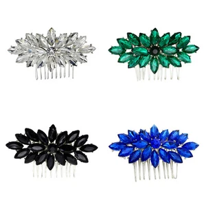 Luxury Crystal Stones Ladies Combs for Hair Royal Blue Green White Head Decor - Picture 1 of 4