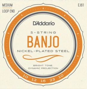 D'Addario Banjo Strings Nickel Steel Loop End Medium EJ61 - Picture 1 of 5